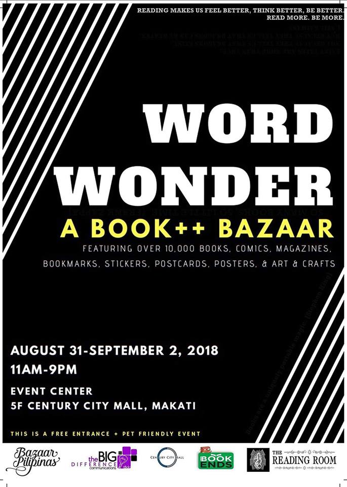 Word Wonder August 31 to September 2, book bazaar in Metro Manila Philippines